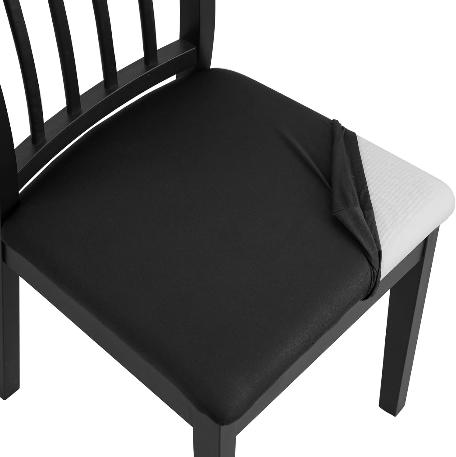 YISUN Fundas de asiento impermeables para comedor, elásticas, extraíbles y lavables, fundas de asiento de silla de cocina con lazos elásticos y