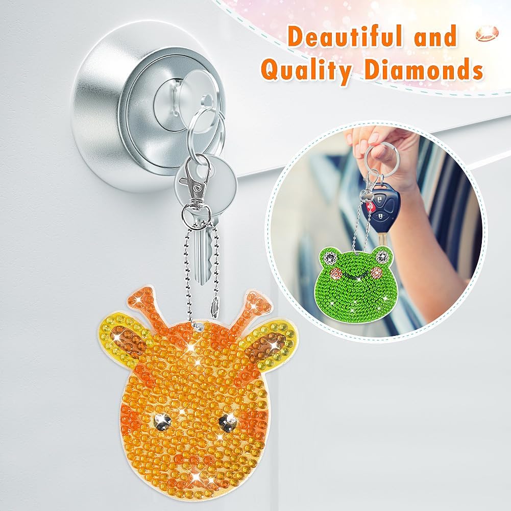 Kits de llavero de diamante 5D para niños, 9 piezas, artes y manualidades para niños de 8 a 12 años, pintura por números para decoración de