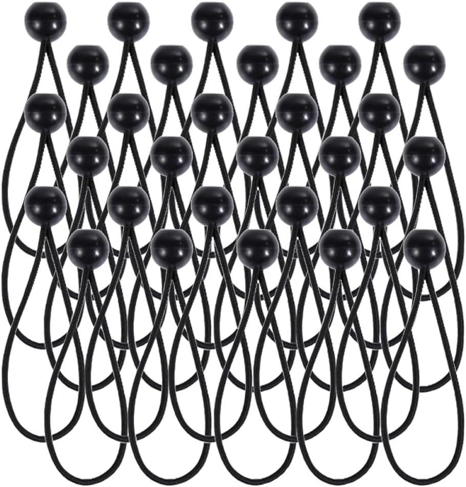 GOODSH 50 cuerdas elásticas de bola de 6 pulgadas, cuerda elástica resistente con lazos de bola para toldo, lona, camping, carpa de carga, color