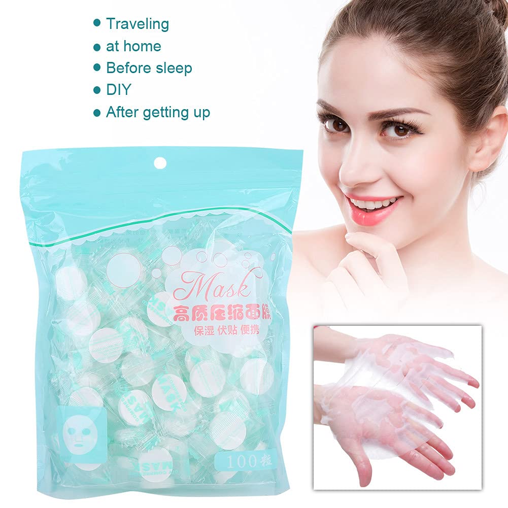 Máscara facial desechable de algodón comprimido, 100 unidades, para el cuidado de la piel, para mujeres, niñas, cuidado de belleza