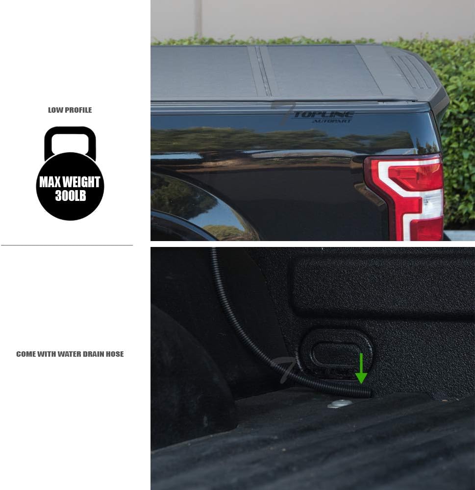 TLAPS 7422439926950 Compatible con Dodge Ram 1500 2019-2024 Nuevo estilo de carrocería de 5.7 pies (68.4 pulgadas), cubierta Tonneau de aluminio de