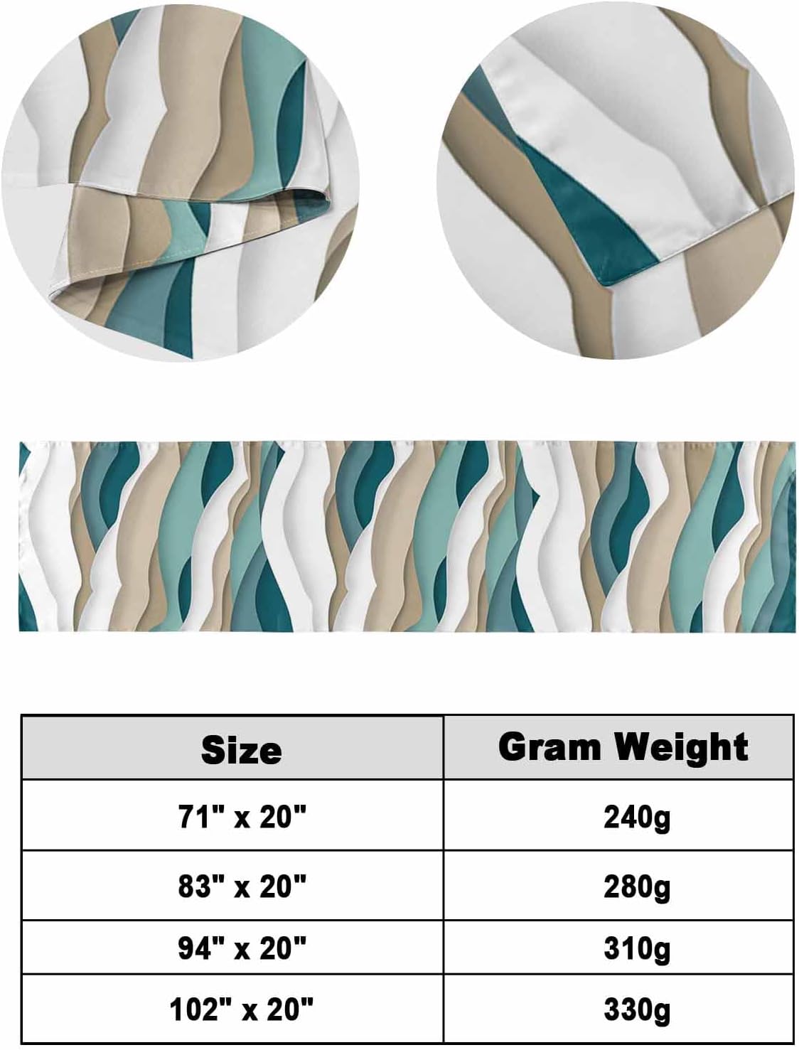 Camino de cama marrón turquesa con olas oceánicas para cama de tamaño King, protector de bufanda, manta de cama decorativa para dormitorio, hotel,