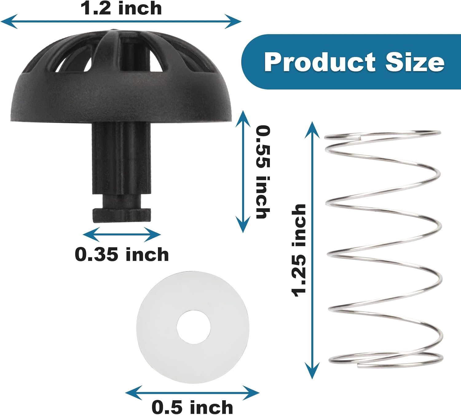 Kit de tapón con resorte inferior para máquina de café (paquete de 2) compatible con Mr. Coffee Parts 185774-000-000,112435-000-000, 112435000000,
