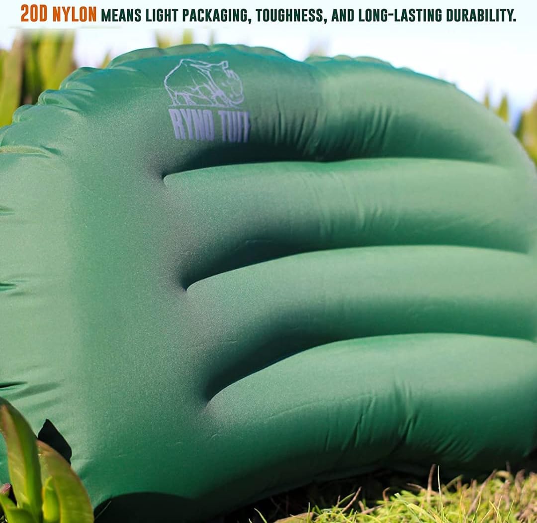 Almohada inflable de nailon para acampar al aire libre para soporte lumbar del cuello, almohada inflable ligera aislada de viaje para acampar,