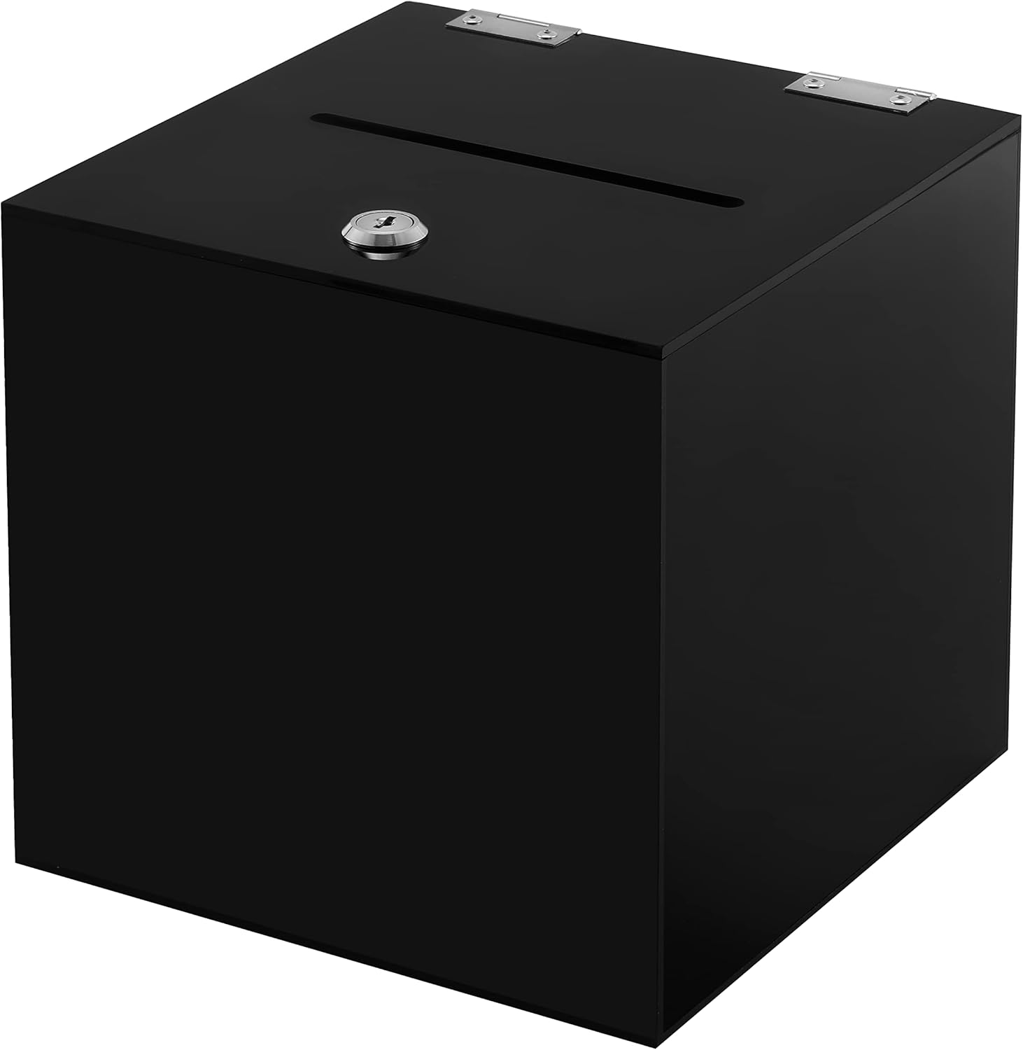 CiaoHER Caja de donación negra acrílica, caja de sugerencias de boleta, contenedor cuadrado para votar, caridad, boleta, concurso, sugerencias (6 x