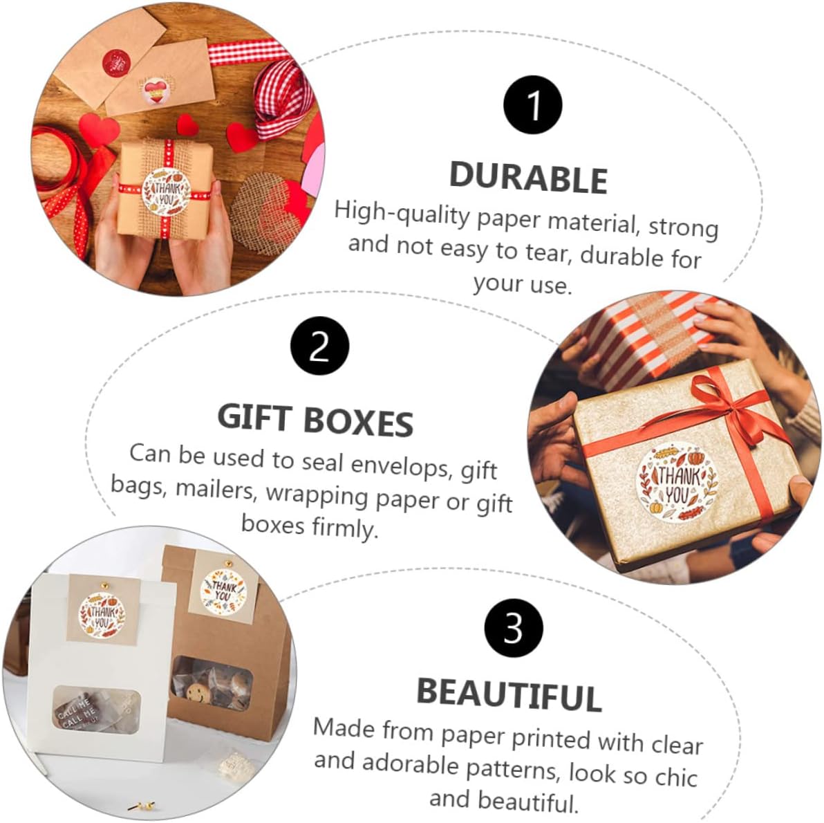 STOBOK 1000 calcomanías de sellado, etiqueta de regalo de agradecimiento, etiqueta de embalaje de regalo, etiqueta de regalo, etiqueta de regalo,