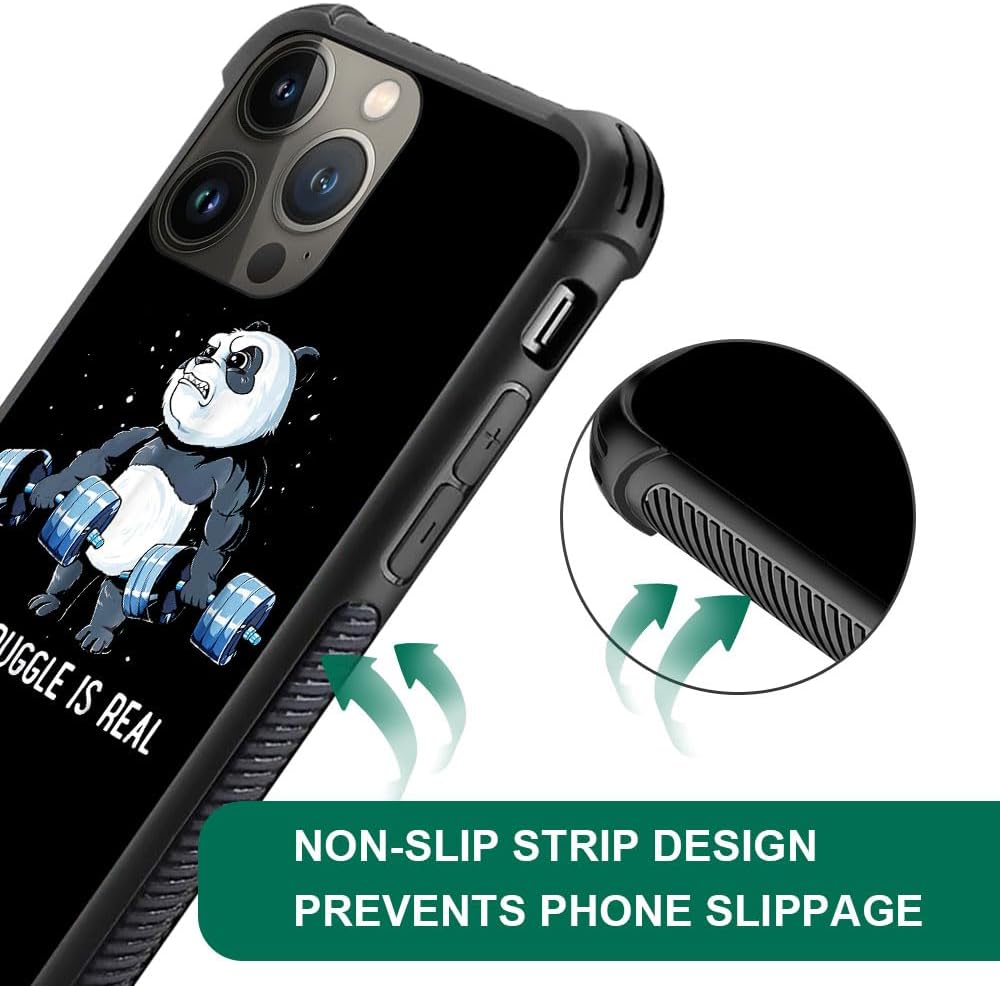 CARLOCA Funda compatible con iPhone 15 Pro Max, funda con diseño de panda On Swole para iPhone 15 Pro Max, ultra protección, a prueba de golpes, de