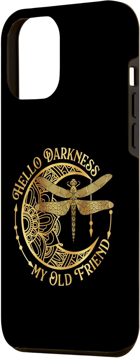 Funda para iPhone 13 Pro Max Hello Darkness My Old Friend – Dragonfly Lover Insects Moon Case
