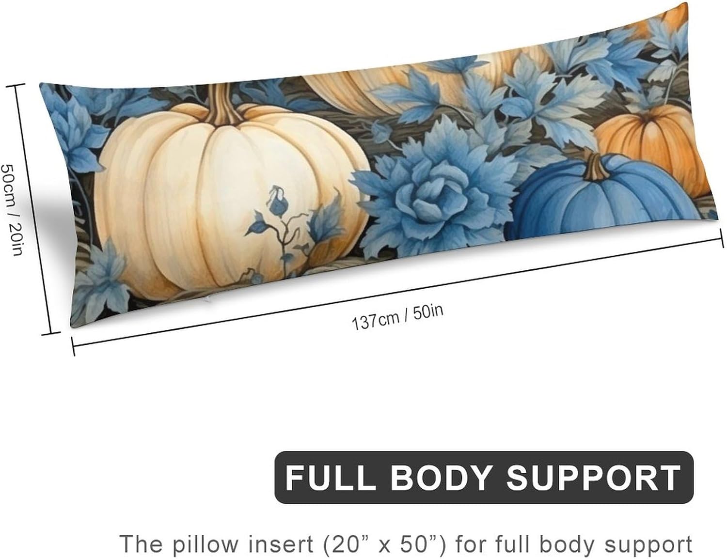 Protector de almohada corporal para otoño, feliz Halloween, funda de almohada personalizada para otoño, Acción de Gracias, color verde azulado,