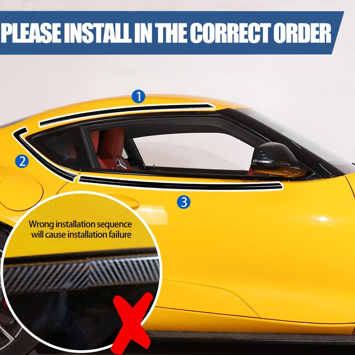 Ajuste para moldura de ventana de Toyota Supra GR A90 A91 MK5 2019-2024, tira de sellado de ventana, cinturón de sellado de ventana antiarañazos