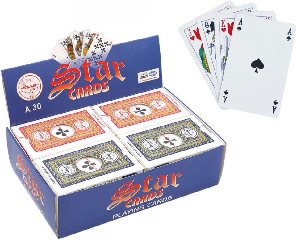 Star Gold Series A30 – Juego de cartas multicolor, índice estándar de tamaño póker, 12 barajas de cartas, 6 azules y 6 rojas, para blackjack, grado