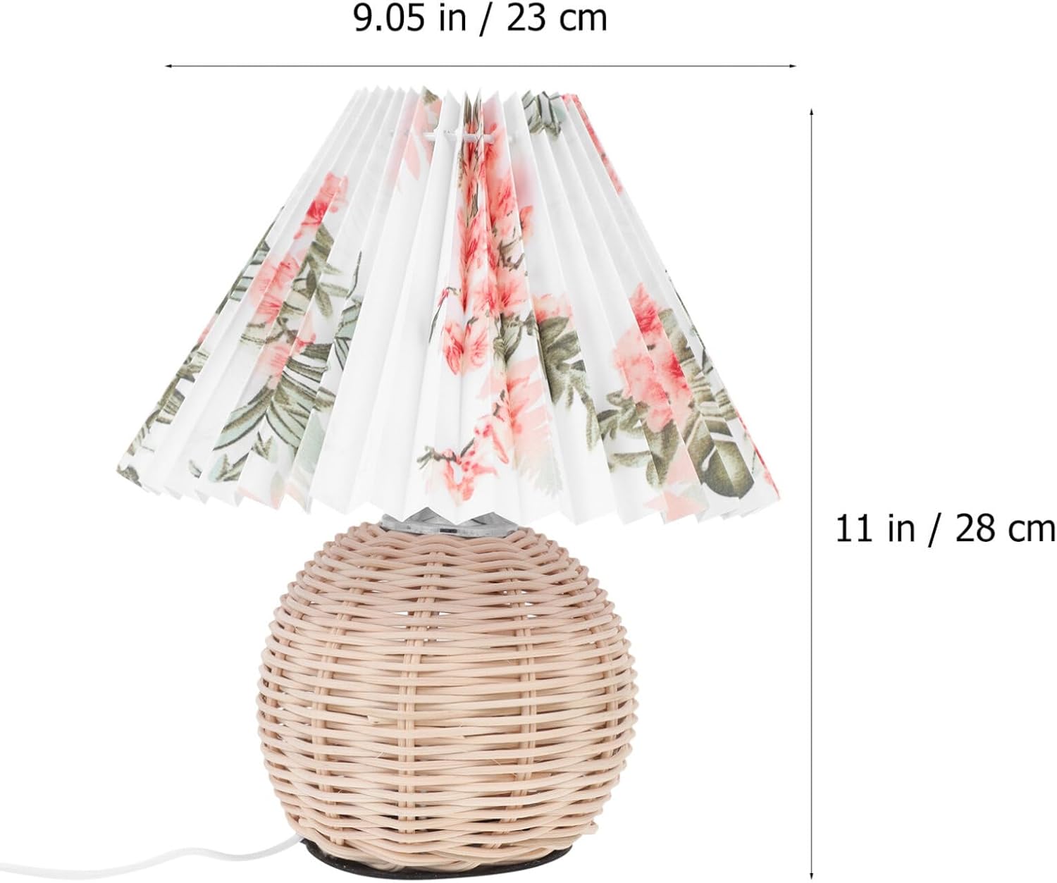 HOMSFOU 1 juego de lámparas de mesa de ratán con pantalla de tela, lámparas rústicas de mesita de noche, lámpara de escritorio plisada costera, luz