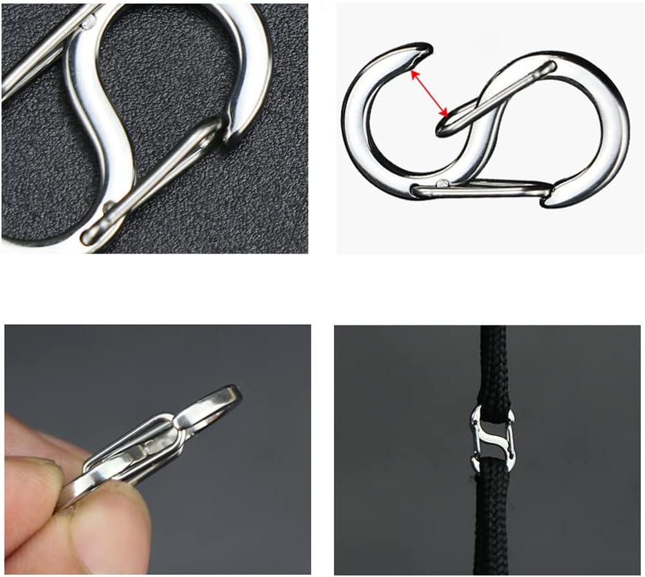 Titanium Carabiner Clips 6PCS Dual Snap Hook Small Keychain Spring Clasps for Camping Fishing Hiking Keychain Accessories