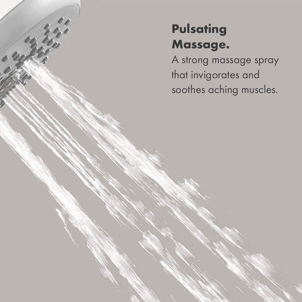 hansgrohe Croma 100 – Cabezal de ducha de 4 pulgadas, flujo bajo, moderno, 3 pulverizadores, masaje pulsante, ahorro intenso de agua turbo con