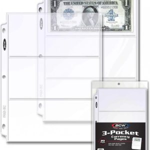 BCW Pro – Página para almacenar dinero de 3 bolsillos 20 (veinte páginas) – Suministros para colección de billetes y monedas. BCW Pro – Página para almacenar dinero de 3 bolsillos 20 (veinte páginas) – Suministros para colección de billetes y monedas.