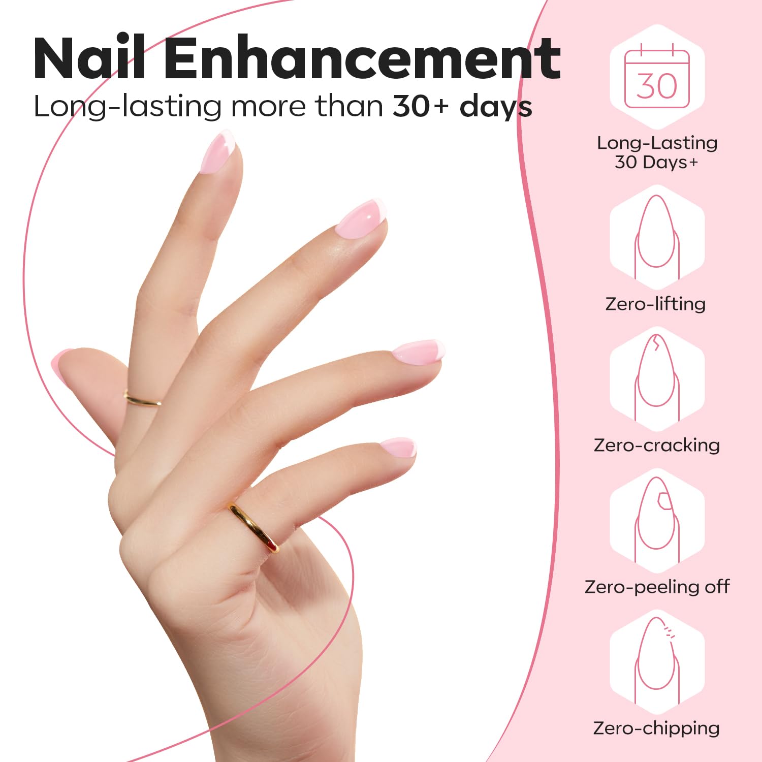 modelones Builder – Gel de uñas 8 en uno, constructor de gel rosa para engrosar las uñas, lámpara LED de uñas curada, base de esmalte de uñas, gel
