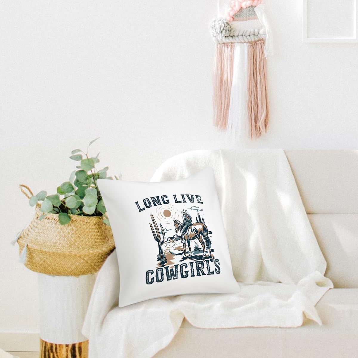 Long Live – Fundas de almohada de vaqueras retro occidentales, fundas de almohada decorativas de 18 x 18 pulgadas para el hogar, dormitorio,