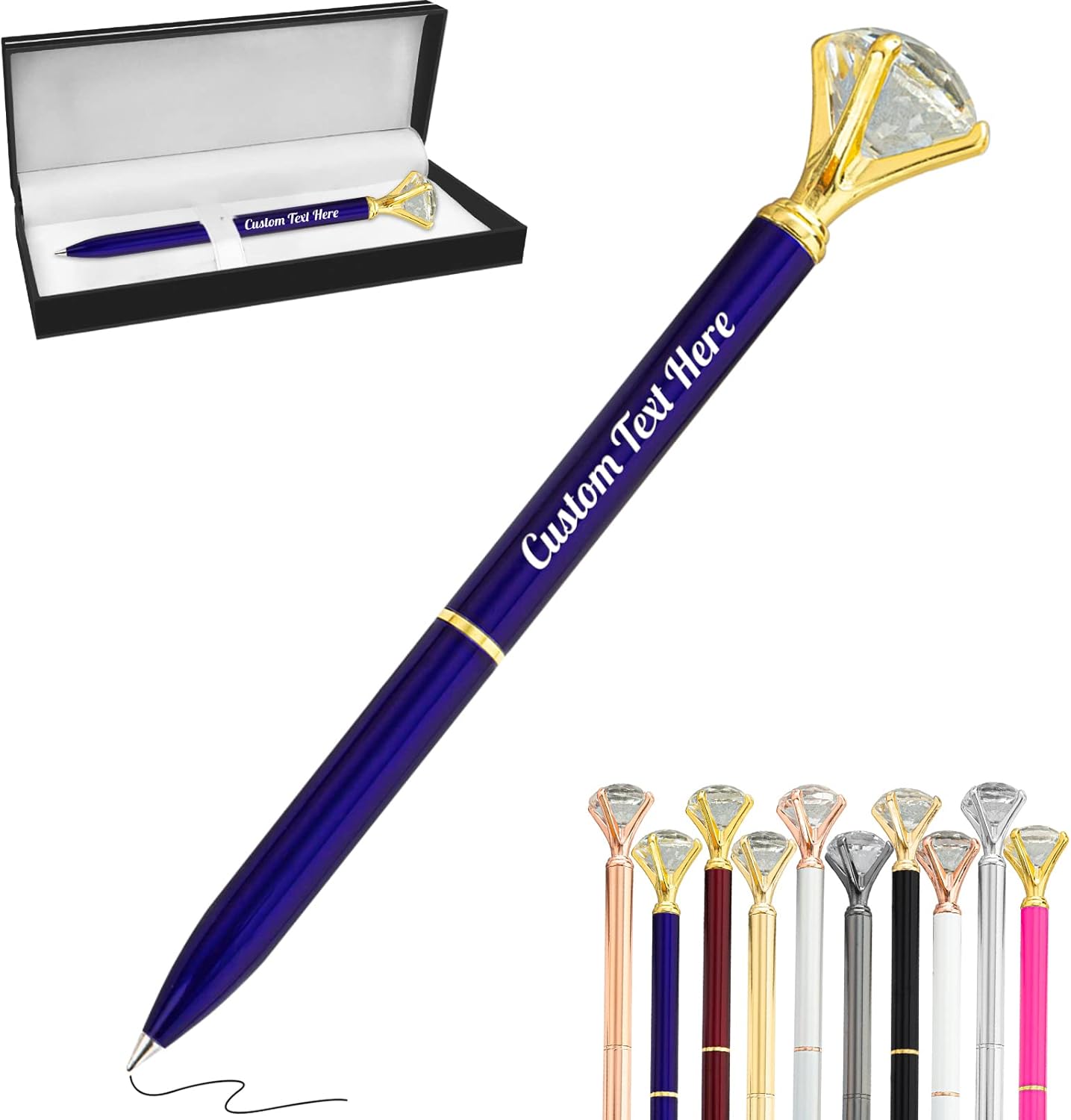 Aolun Bolígrafos de diamantes con cristal personalizados a granel, bolígrafo de metal personalizado con nombre grabado, regalos de texto para
