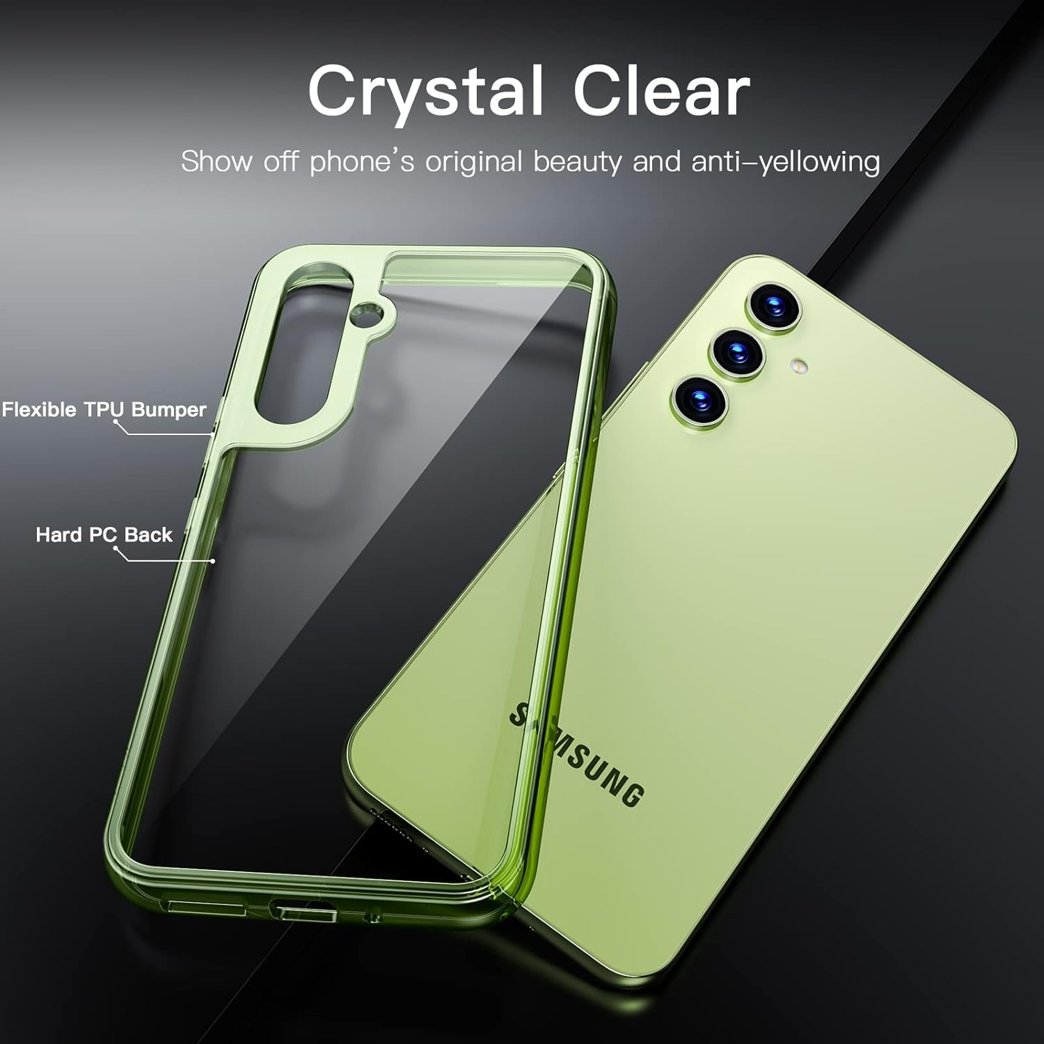 JETech Funda para Samsung Galaxy A54 5G de 6.4 pulgadas, no amarillenta a prueba de golpes, funda protectora para teléfono, parte trasera de
