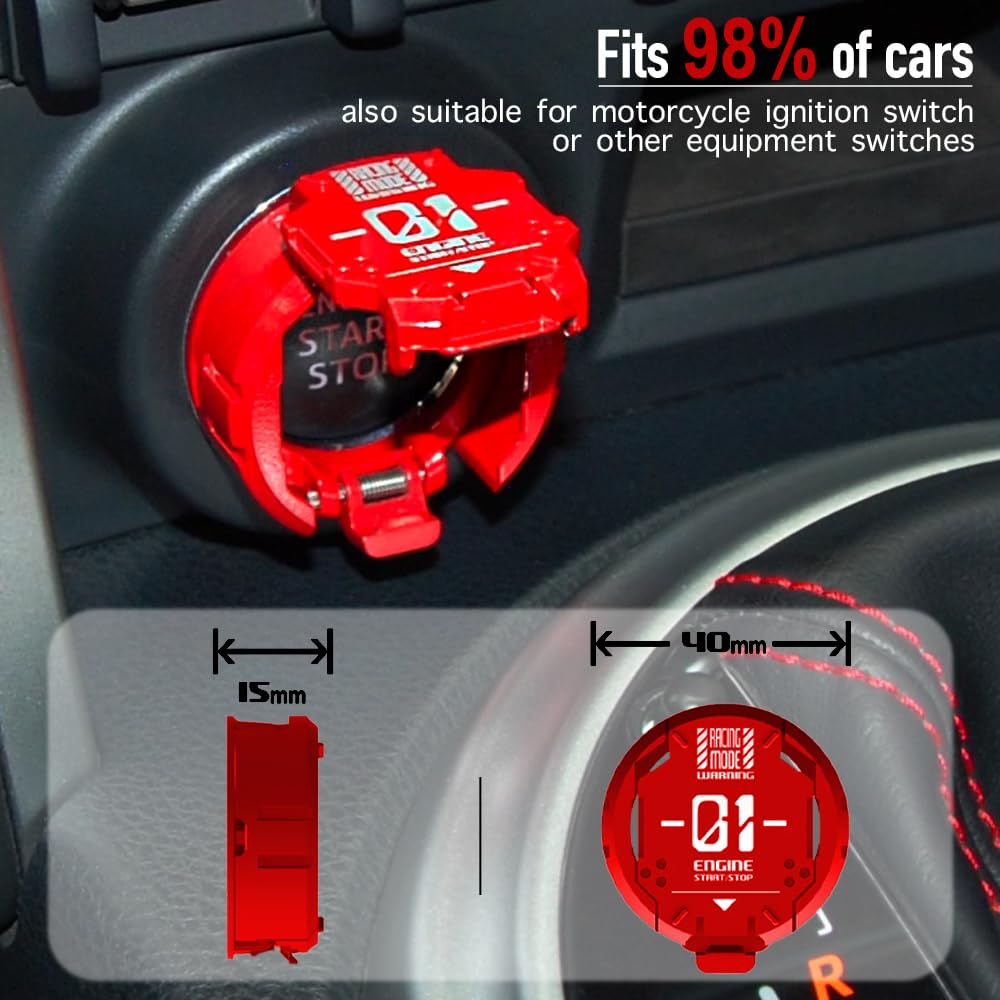 Cubierta de metal para botón de arranque, protector de metal para el botón de arranque del motor del automóvil, accesorios geniales para decoración