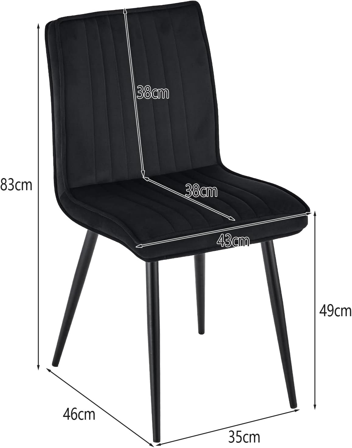 TUKAILAi Juego de 4 sillas de comedor de terciopelo, sillas de cocina tapizadas con respaldo y patas de metal fuertes, silla de ocio para sala de