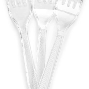 Plasticpro Tenedores de plástico transparente, cubiertos desechables de peso medio, 300 unidades Plasticpro Tenedores de plástico transparente, cubiertos desechables de peso medio, 300 unidades