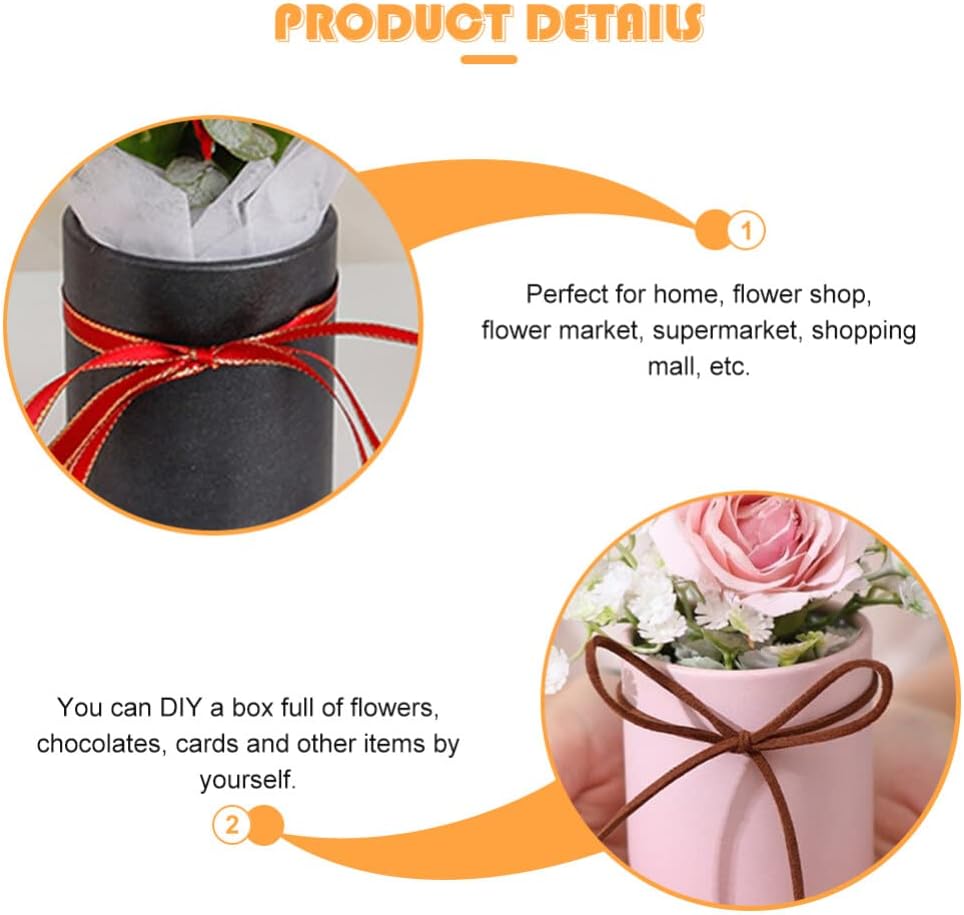 EXCEART Organizador con tapa 4pcs Cilindro de cartón, Caja de papel de flor de embalaje cilíndrico, Tubos de cartón Kraft, Cajas de regalo redondas