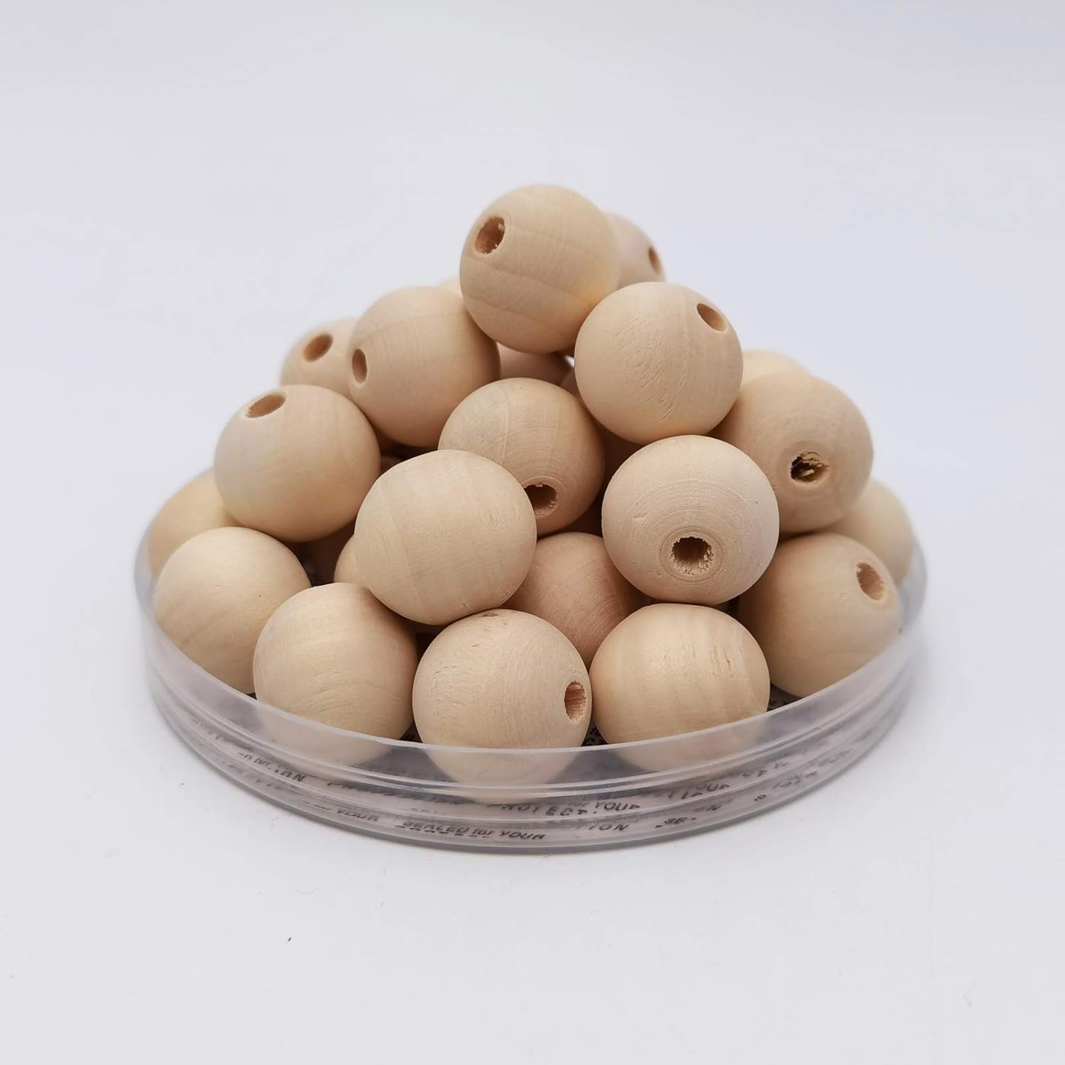 INSPIRELLE 120 cuentas de madera natural de 0.78 pulgadas (0.787 in), redondas sin terminar, cuentas sueltas de madera de gran tamaño, cuentas