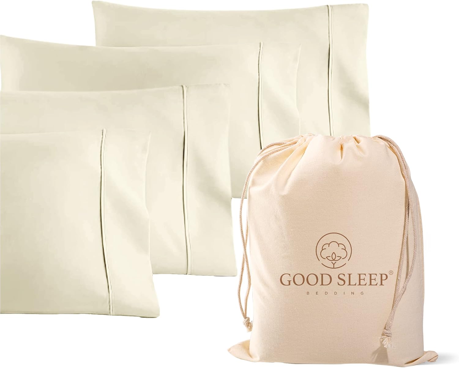 Juego de 4 fundas de almohada estándar de 1000 hilos, 100% algodón egipcio, con algodón de fibra larga y tejido satinado, suaves y sedosas, como