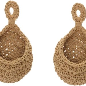 Housoutil 2 cestas colgantes tejidas para plantas de pared, cesta de frutas y verduras, cesta de frutas colgantes, macetas de pared de red, cesta de Housoutil 2 cestas colgantes tejidas para plantas de pared, cesta de frutas y verduras, cesta de frutas colgantes, macetas de pared de red, cesta de