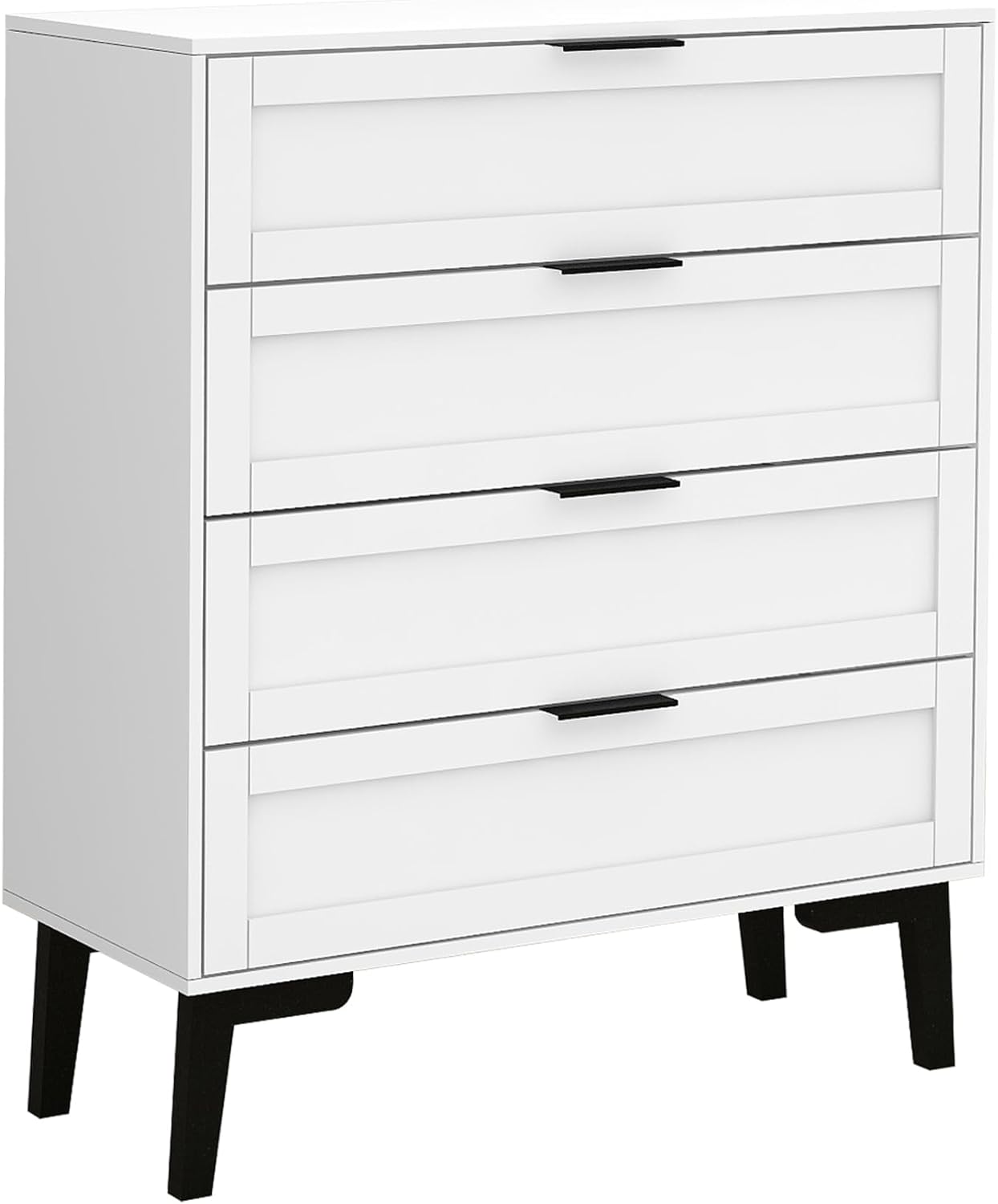 TaoHFE Cómoda blanca de 4 cajones para dormitorio, cómoda de lencería de madera para dormitorio, moderna de 36 pulgadas de alto, cómoda blanca para