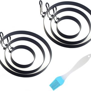Juego de anillos de huevo de acero inoxidable, molde redondo para tortitas de huevo con asa, molde antiadherente para huevos, molde para panqueques Juego de anillos de huevo de acero inoxidable, molde redondo para tortitas de huevo con asa, molde antiadherente para huevos, molde para panqueques