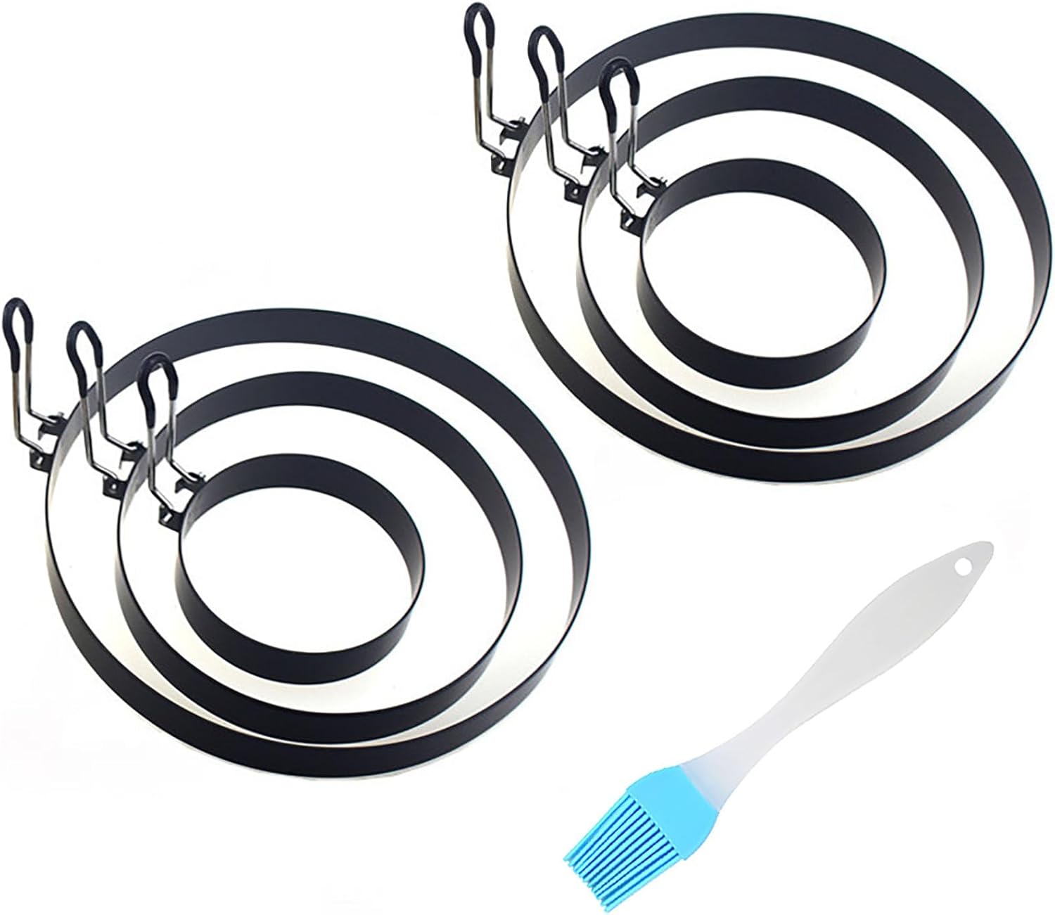 Juego de anillos de huevo de acero inoxidable, molde redondo para tortitas de huevo con asa, molde antiadherente para huevos, molde para panqueques