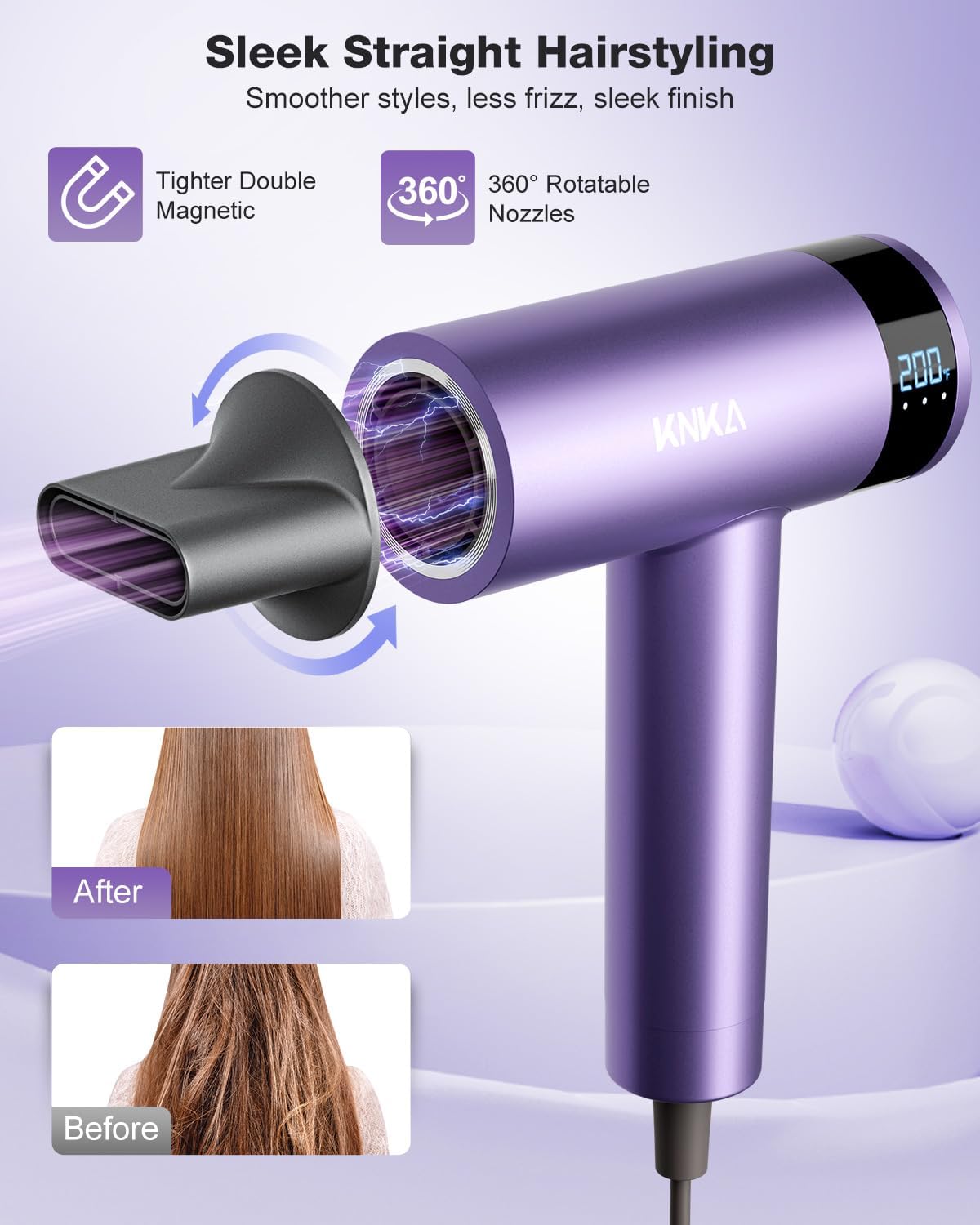 Secador de pelo, secador de pelo de alta velocidad, secador de pelo iónico negativo con 4 temperaturas