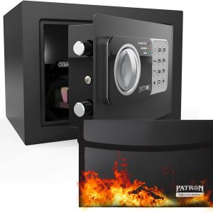 17NEF-FP PATRON Safe Box – Caja fuerte ignífuga para documentos del hogar, mini caja fuerte para dinero, cajas fuertes para monedas con código, caja 17NEF-FP PATRON Safe Box – Caja fuerte ignífuga para documentos del hogar, mini caja fuerte para dinero, cajas fuertes para monedas con código, caja