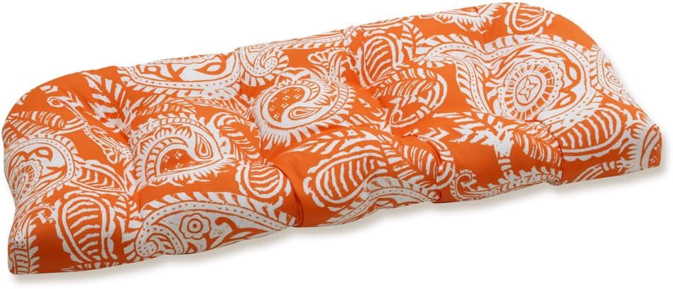 Pillow Perfect Paisley – Cojín para sofá de interiorexterior, acolchonado, resistente a la intemperie y a la decoloración, 19 x 44 pulgadas, naranja