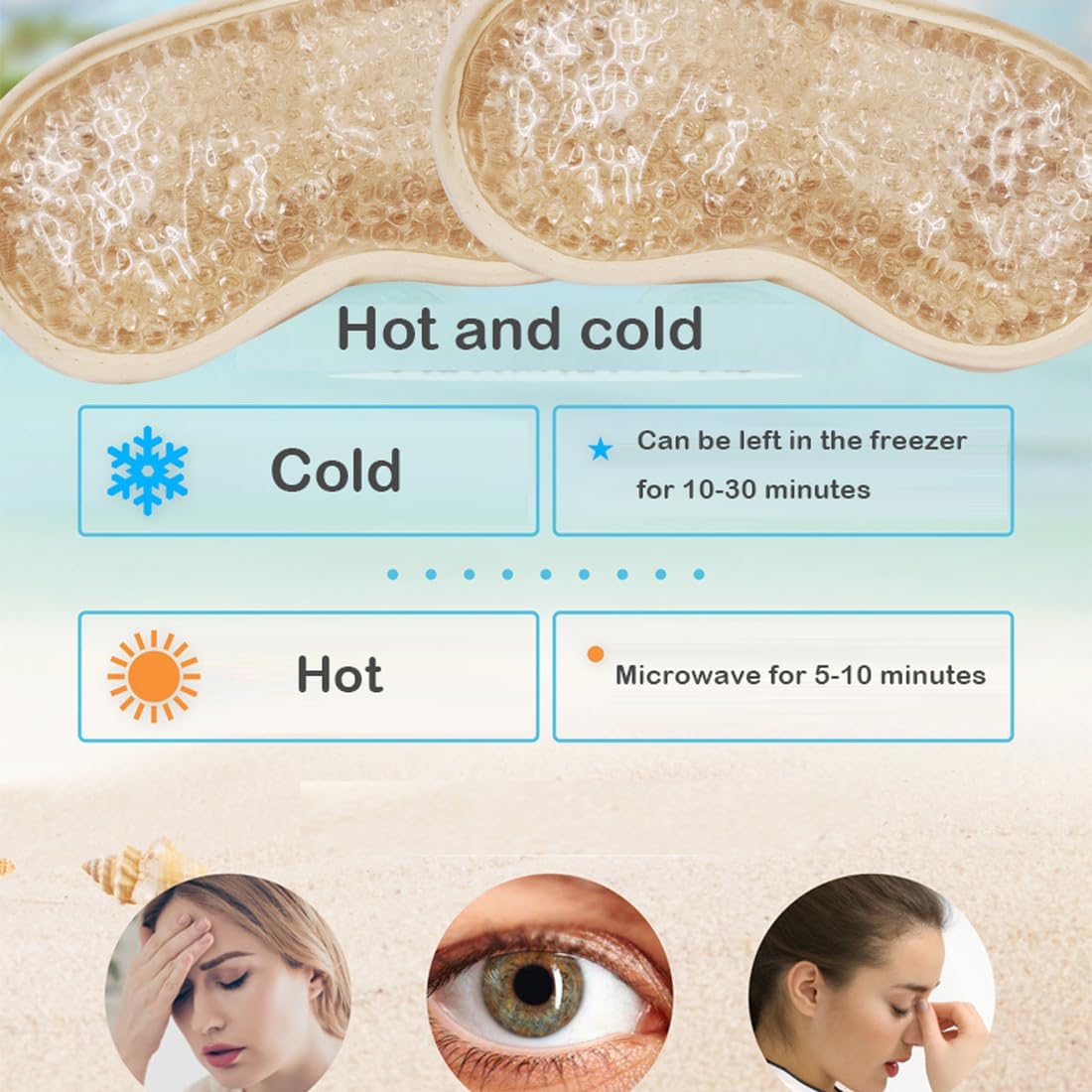 Mascarillas refrescantes reutilizables para dormir, frío y caliente, máscara de dormir con bolsa de hielo, compresa ocular congelada para hinchazón,