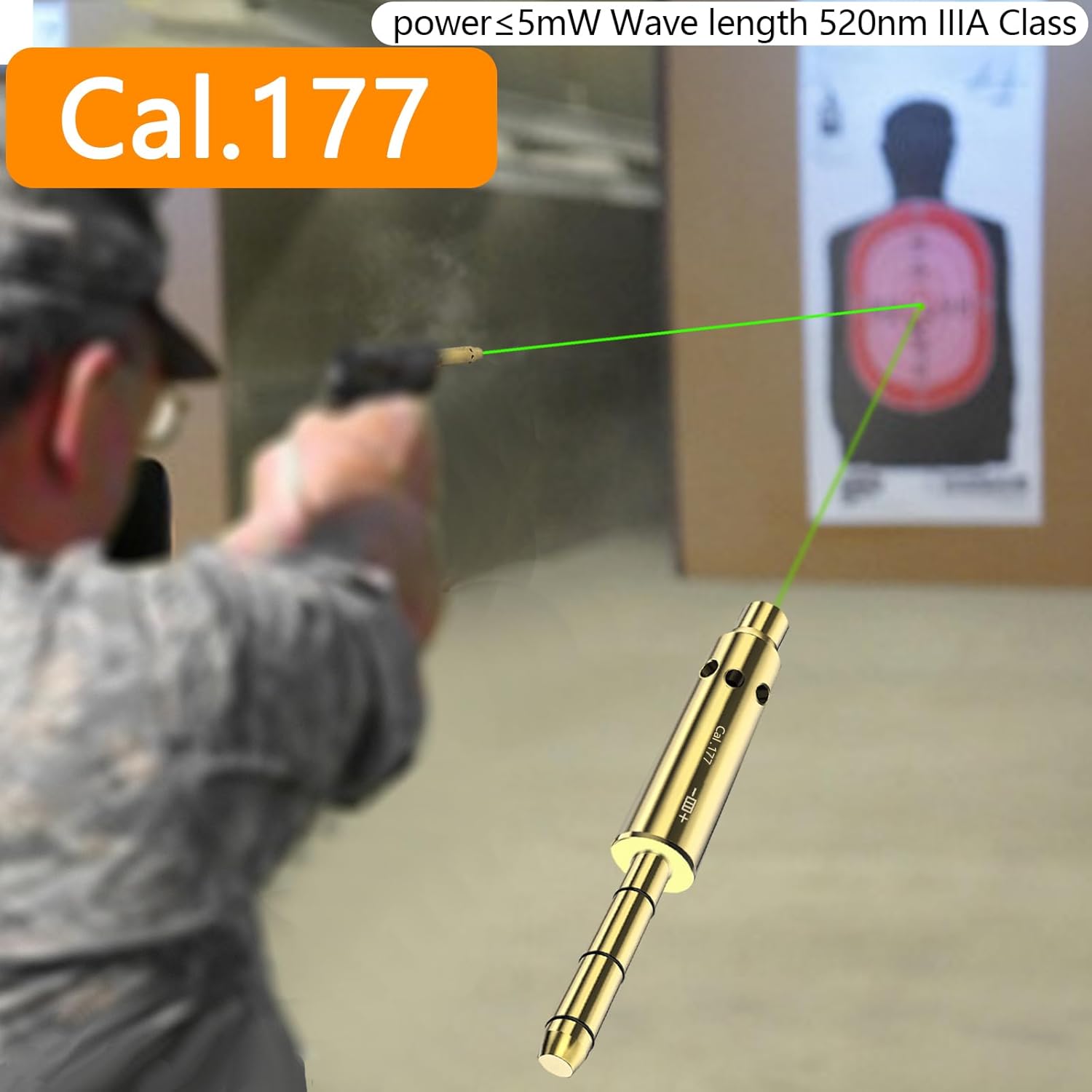 Nihowban Cal. 0.354 in38spl.357MAG 223Rem .17HMR.177CAL .22lLR Especial Green Laser Boresighter Laser Bore Sight con 6 baterías Fit Revolvers
