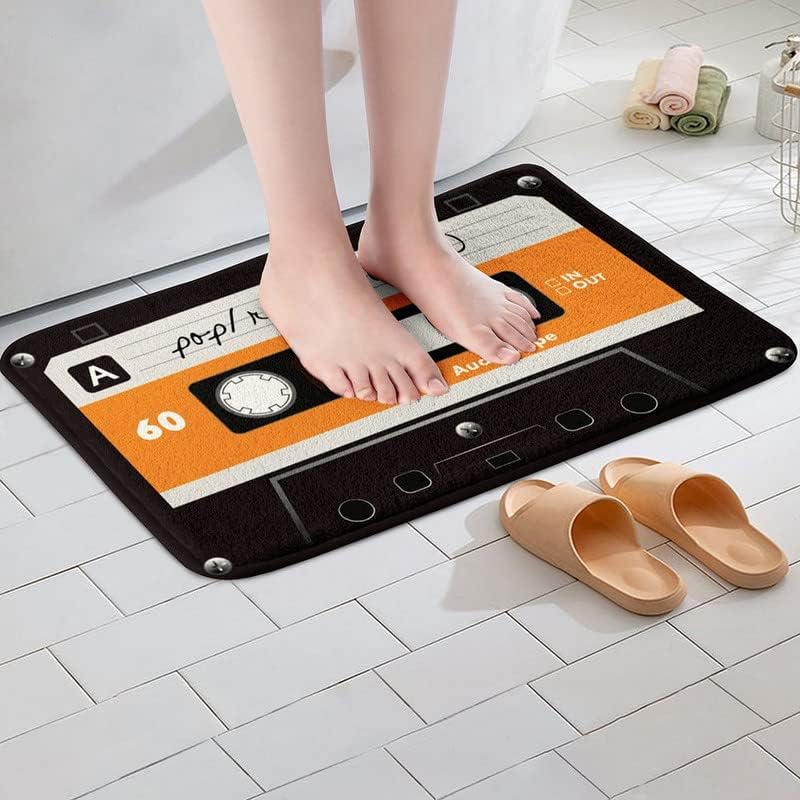 Erosebridal Alfombras de baño para fiestas de los años 80, de 16 x 24 pulgadas, tapetes de baño con casete de audio para niños, niñas y