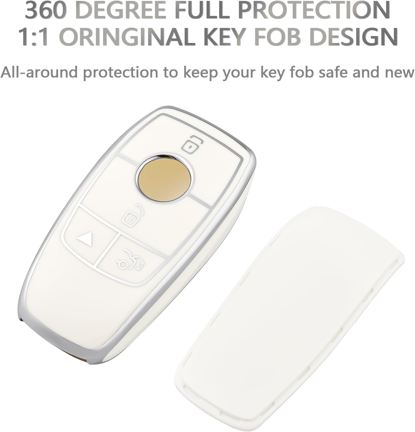 OFFCURVE Funda especial para llavero Mercedes Benz para Mercedes Benz E S A C G Class Smart Key Fob Holder Protector Accesorios de coche, Blanco