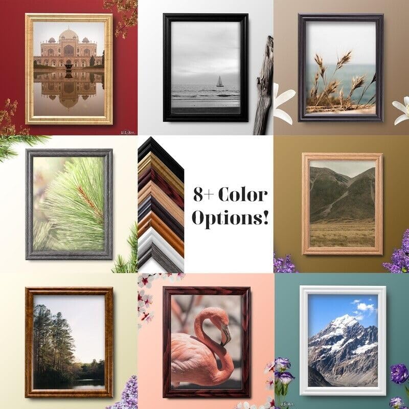 US Art Marcos de 11 x 14 pulgadas, estilo tradicional, roble envejecido, delgado, 0.75 pulgadas de ancho, madera maciza, decoración de pared, póster