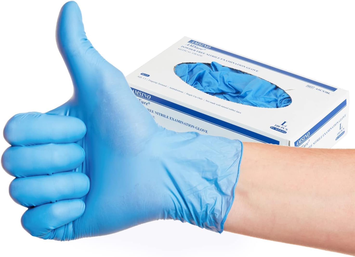 Guantes de nitrilo, 100 unidades. Guantes desechables de vinilo, guantes desechables de nitrilo, sin látex, sin polvo, color azul
