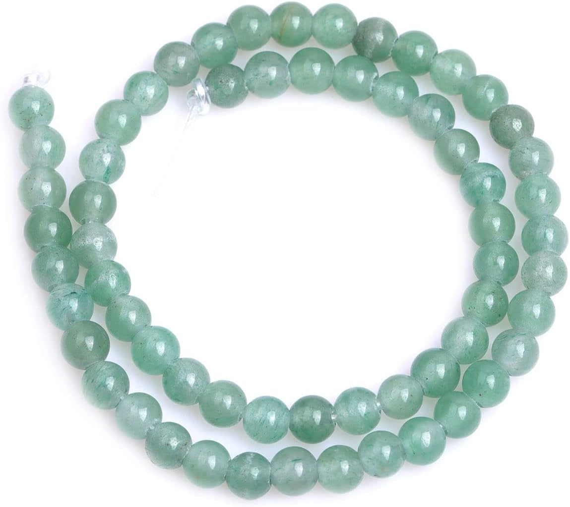 JOE FOREMAN Cuentas sueltas semipreciosas redondas de jade de aventurina verde de 0.079 in con agujero grande de 0.236 in para hacer joyas, hebras