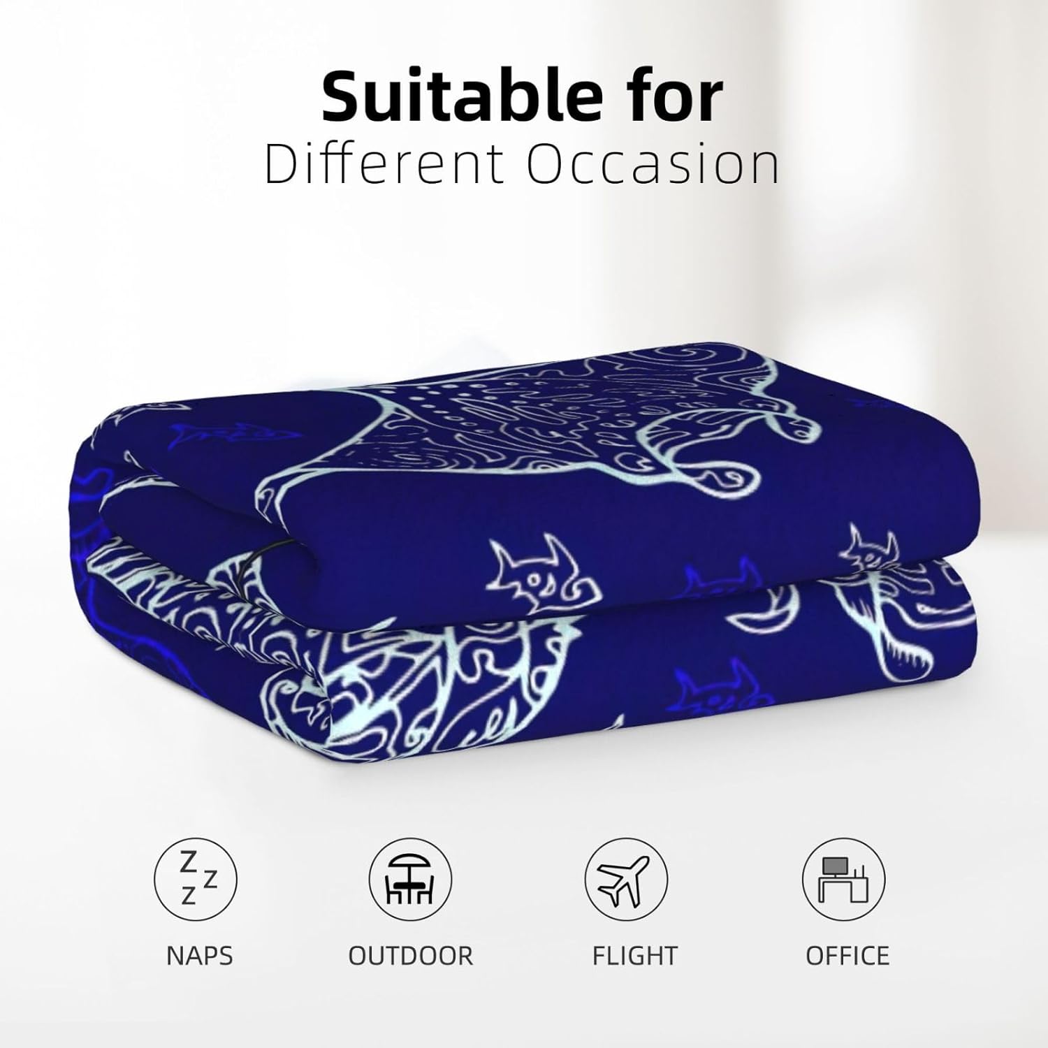 Manta de franela acogedora, suave, libre de alergias y duradera, perfecta para el hogar, campamento y regalar manta raya y peces