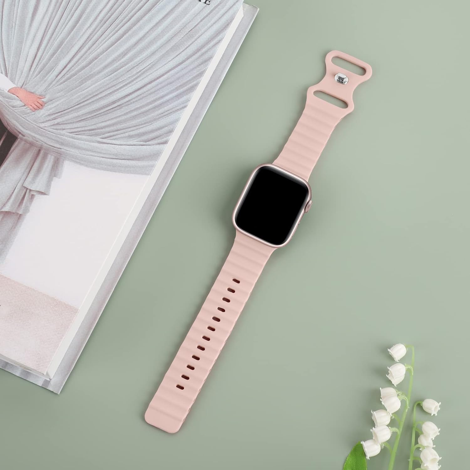 Correas elásticas de silicona para el océano compatibles con Apple Watch de 1.49, 1.57, 1.61, 1.65, 1.73 y 1.77 pulgadas, correa deportiva