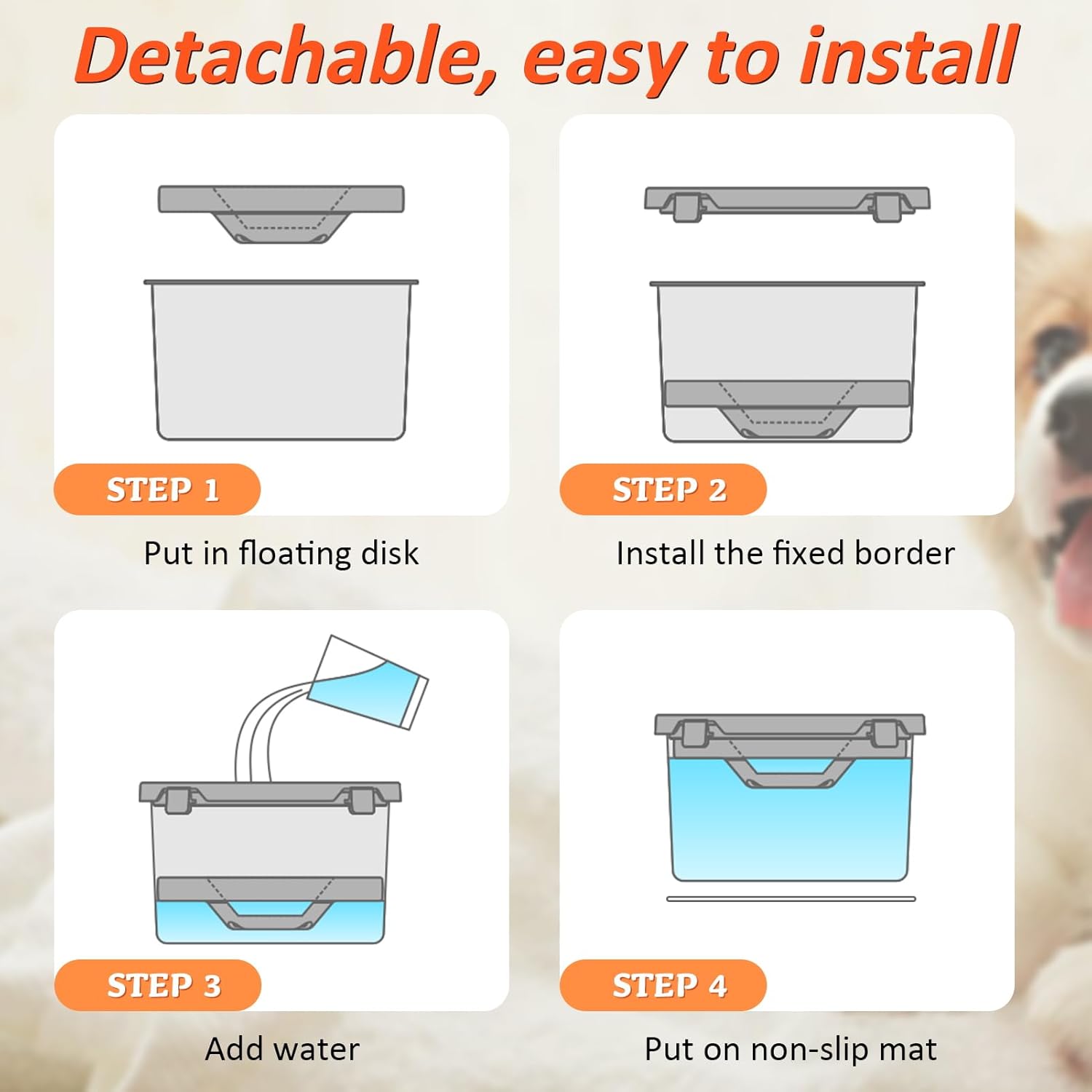 Cuenco de agua para perros de 74 onzas, sin derrames, dispensador de agua para perros, de acero inoxidable, portátil, alimentador lento, cuenco de