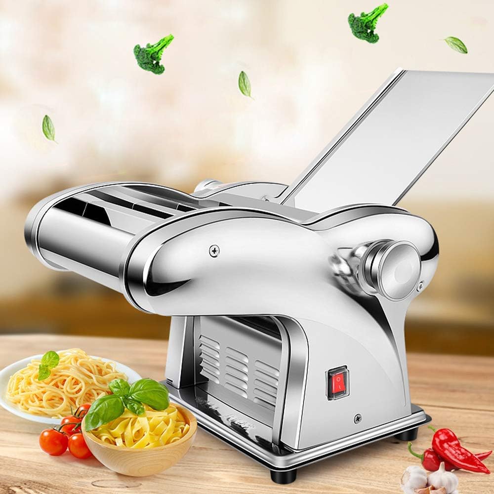 Máquina eléctrica de pasta con 2 cuchillas, grosor ajustable, 6 velocidades, masa de masa, fideos, máquina para hacer pasta para cocina del hogar,