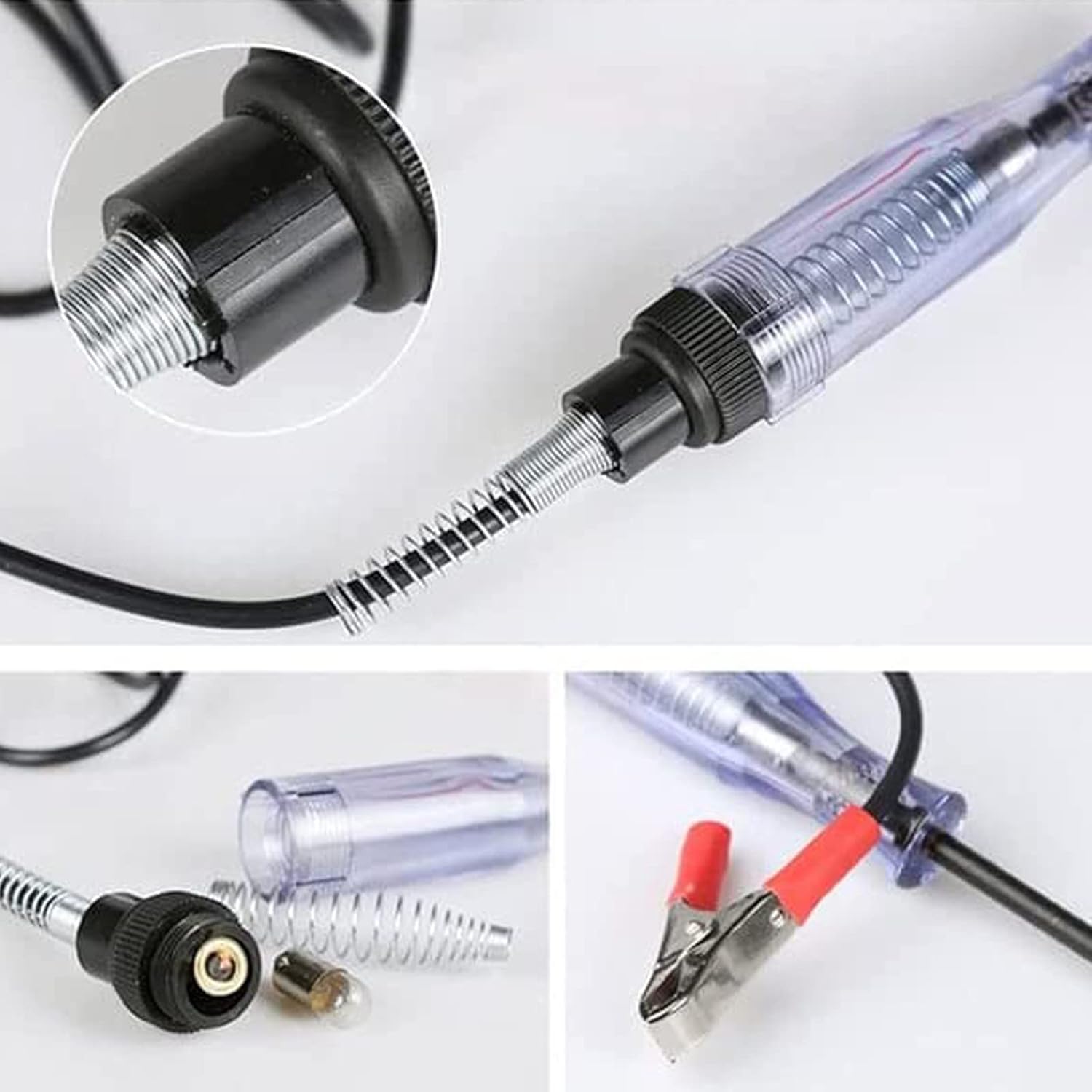 Pluma de prueba de circuito de camión de automóvil, probador de luz resistente de 3-70 V con cable de resorte voltímetro, luz de prueba digital