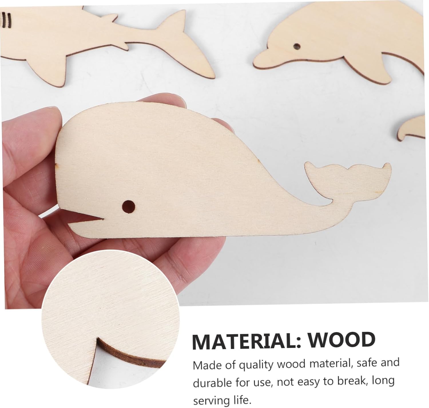 EXCEART 48 piezas de astillas de madera de animales marinos ballena de madera de animales marinos rebanadas de madera decoración delfín adornos de
