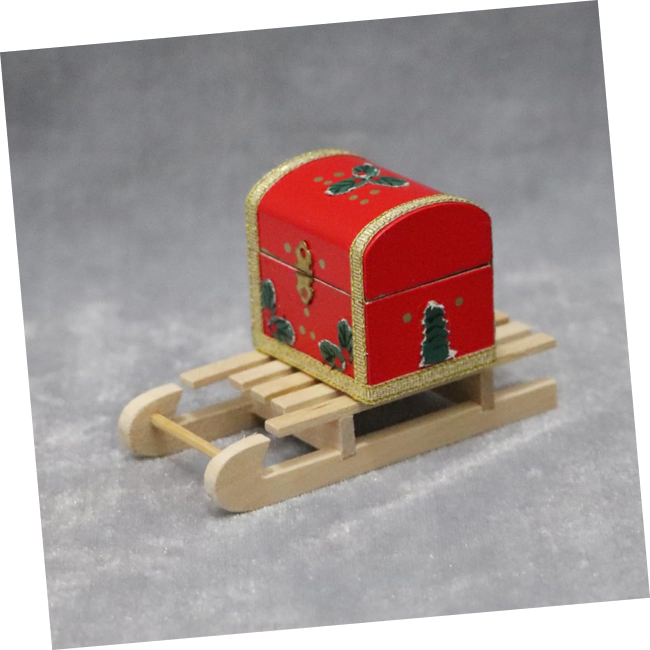 TOYANDONA 1pc juego de madera mini muebles mini juguetes muebles simulados juguete mini artesanía caja de Navidad juguete madera rojo artesanía